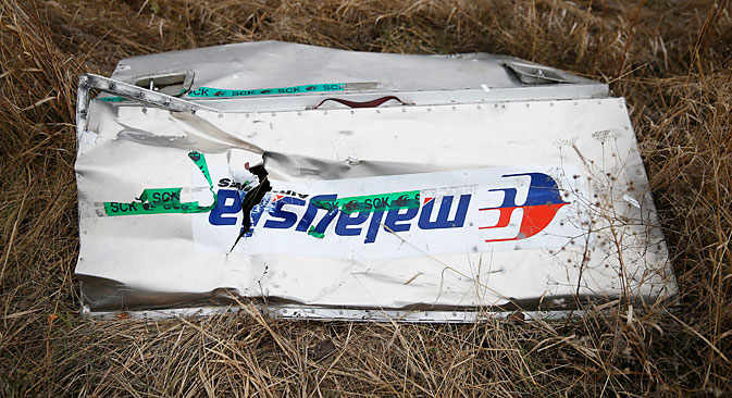 A fragments of the MH-17crashed in the Donetsk Region, Ukraine. Source: Reuters