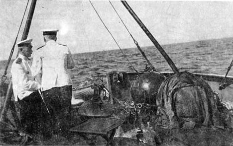 Marinha russa se prepara para treinamento prático de colocação de minas em 1912 Foto: Divulgação