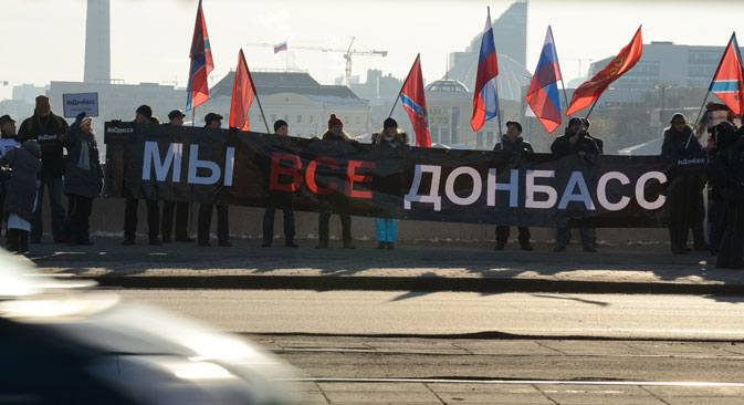 "We are all Donbass" - a large demonstration in support of civilians in the Donbass was held recently in the Urals city of Yekaterinburg. The idea of the demonstration echoed that of the rallies held worldwide after the Charlie Hebdo terrorist acts in France. Source: Photoxpress