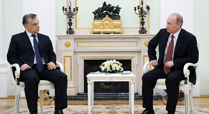 President Vladimir Putin (right) meeting with Hungarian Prime Minister Viktor Orban in the Kremlin, January 31, 2013. Source: Alexei Druzhinin / RIA Novosti