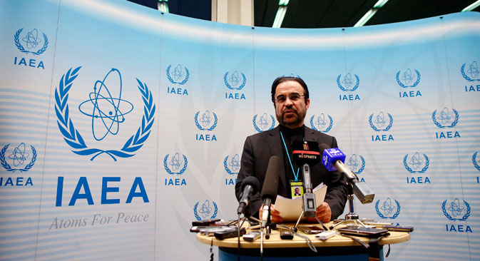 Iran's ambassador to the International Atomic Energy Agency (IAEA) Reza Najafi addresses the media after a board of governors meeting at the IAEA headquarters in Vienna March 4, 2015. Source: Reuters