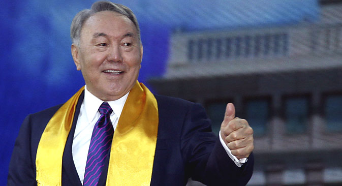 Nursultan Nazarbayev during a concert in Astana celebrating his victory in the Kazakh presidential election. Source: Reuters