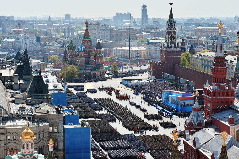 Soldiers during the military parade on the Red Square