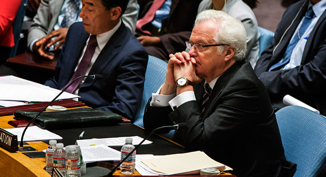 Russian Ambassador to the UN Vitaly Churkin: 'The position that we took today has nothing to do with the promotion of impunity.' Source: Reuters 