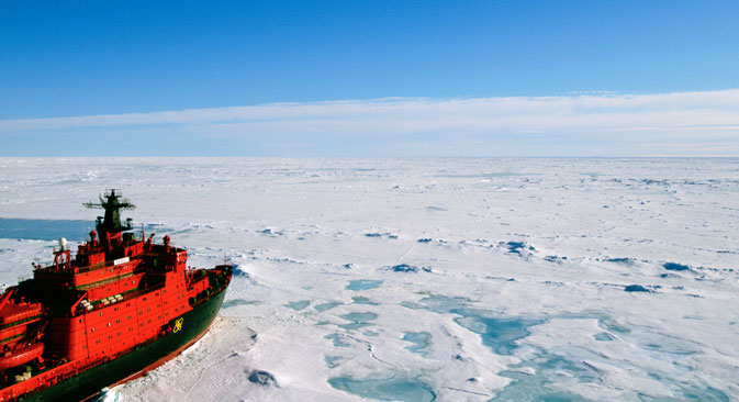 A nuclear icebreaker at the North Pole. Source: Alamy / Legion Media