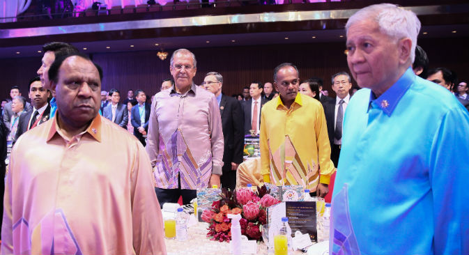 Sergey Lavrov at a dinner for delegates of the ASEAN Ministerial Meetings in Kuala Lumpur, August 5, 2015. 