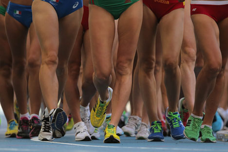 Athletes compete in women's 20 km race walk at the 2013 IAAF World Championships in Athletics in Moscow. Source: RIA Novosti/Vitaliy Belousov