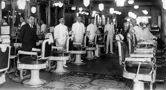 Inside the barbershop, 1910s. Source: Getty Images
