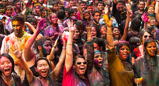 People celebrate Holi, The Festival of Colors, Mar 31, 2013 in Kuala Lumpur. Holi, marks the arrival of spring, and is one of the biggest festivals in Asia. Source: Shutterstock/Legion Media