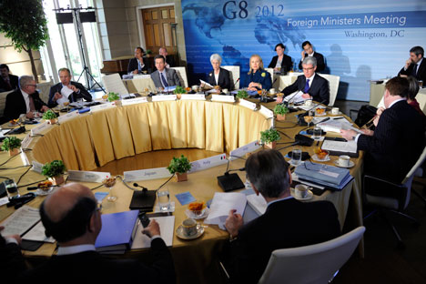 El G8 reunido para discutir sobre el programa nuclear de Irán, en abril de 2012. Fuente: Reuters.