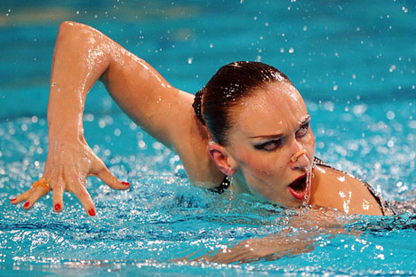 Natalia Ischenko entrena en Holanda para el Campeonato Europeo de Natación Sincronizada. Fuente: Vladímir Astapkovich/RIA Novosti