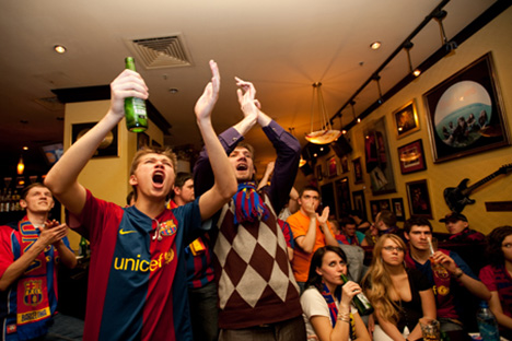 Aficionados rusos del Barcelona durante la final de Champions League de 2009. Fuente: barcamania.com