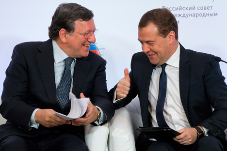 La cita en la que participaron Dmitri Medvédev y José Manuel Barroso estaba  acordada antes del estallido de la crisis en Chipre. Fuente: AP