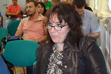 Lela Janashvili, en el seminario que tuvo lugar en el Instituto de Ciencias Políticas y Sociales de Barcelona. Fuente: Maite Montroi