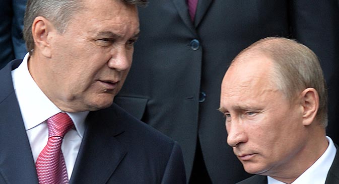 Viktor Yanukóvich y Vladímir Putin durante un encuentro bilateral. Fuente: AFP / East News
