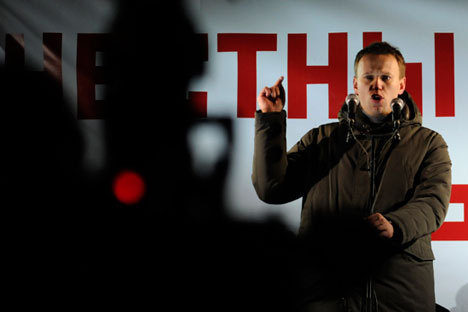 El opositor Alexéi Navalni durante una protesta. Fuente: TASS.