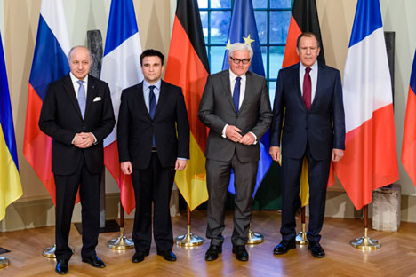 El encuentro entre los ministros de Exteriores de Rusia, Alemania, Francia y Ucrania establece los pasos para el acuerdo. Fuente: AP