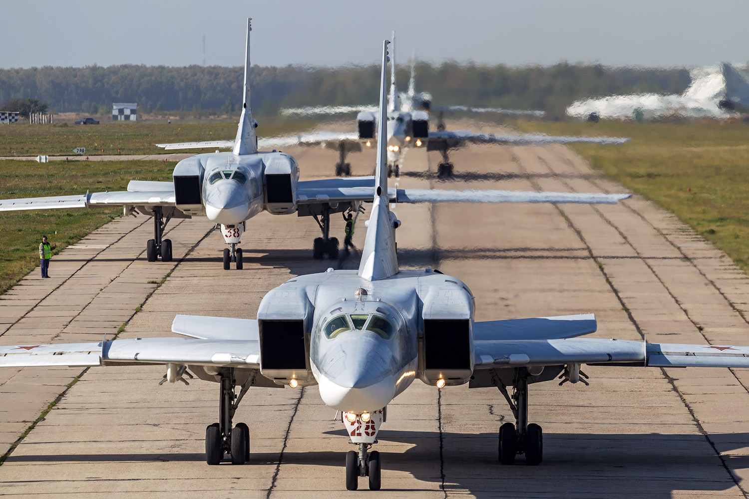 Each long-range bomber can carry only two of these cruise missiles, each of which weighs about six tons.