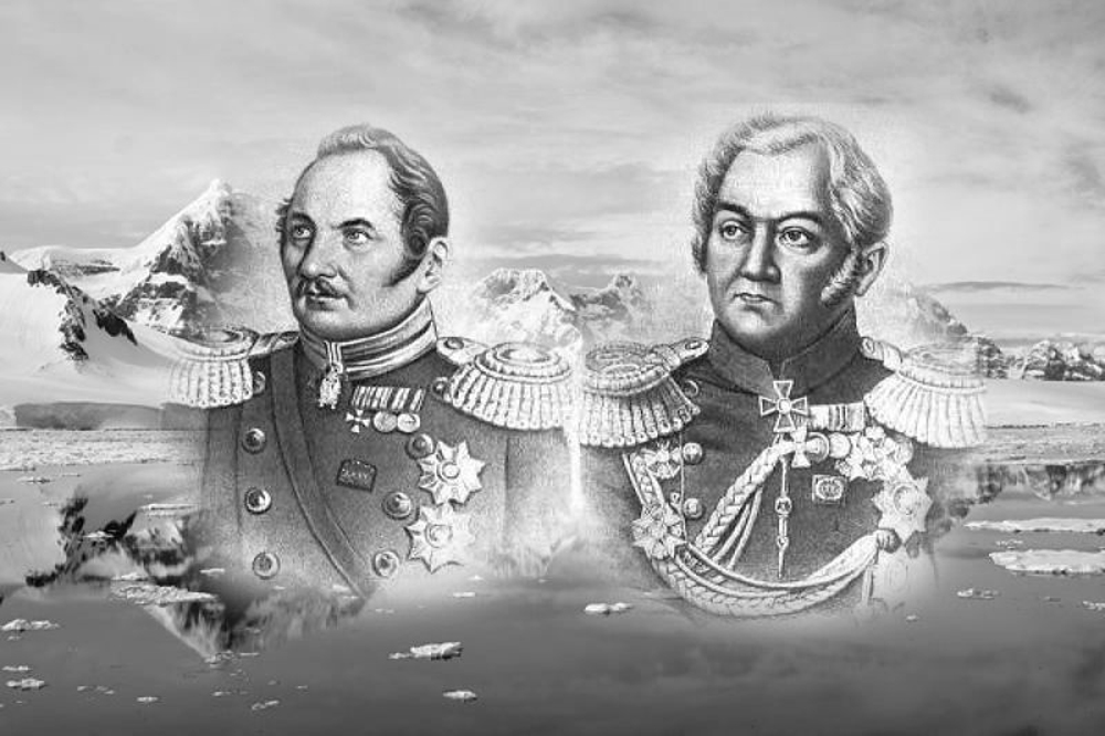 Faddéi Bellingshausen y Mijaíl Lázarev, navegantes rusos que descubrieron el continente Antártico en 1820. 