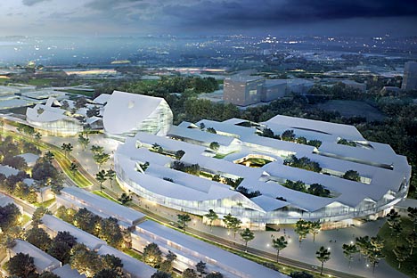 La ville conçue comme une cellule s’étire à partir d’un noyau central structuré autour de l’université et du Technopark, pièces maîtresses de la cité. Source : AP
