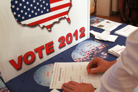 Barack Obama a remporté l'élection présidentielle américaine du 6 novembre face au républicain Mitt Romney en obtenant 274 voix de grands électeurs sur les 270 nécessaires.  Crédit : Pavel Kochkine