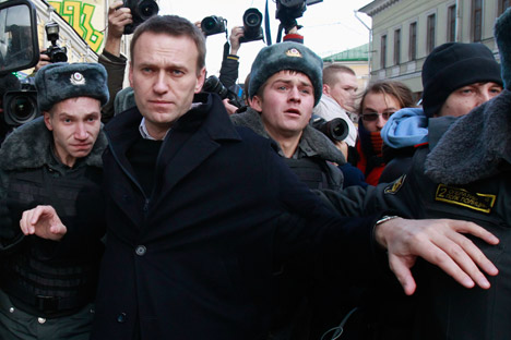 L'ancien blogueur anti-corruption Alexeï Navalny est soupçonné aujourd'hui d'avoir détourné et blanchi 55 millions de roubles (1,37 millions d'euros). Crédit : Reuters/Vostock-Photo