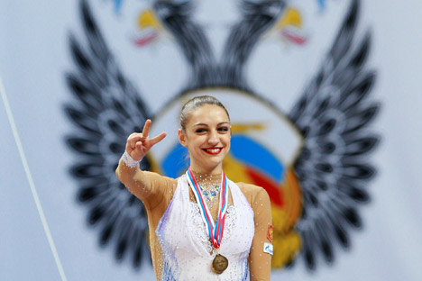 Evgenia Kanaeva: “The emotions that you experience when you compete build up inside you, and sometimes they suddenly pour out like a wave.” Source: Anton Denisov / RIA Novosti