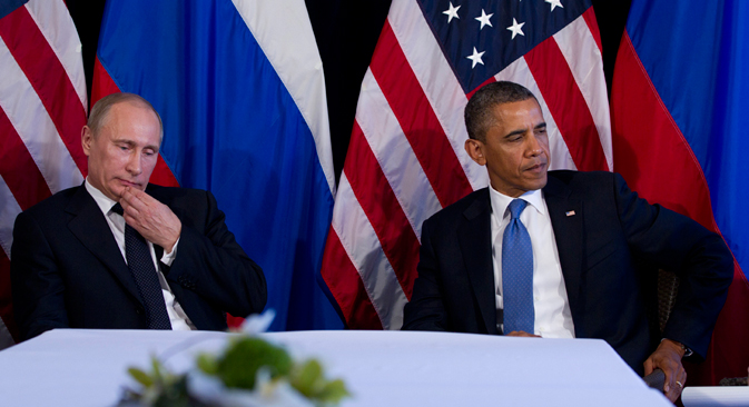 Le président américain Barack Obama et le président russe Vladimir Poutine lors d’une rencontre bilatérale dans le cadre du sommet G20 le 18 juin 2012, à Los Cabos. Crédit : AP