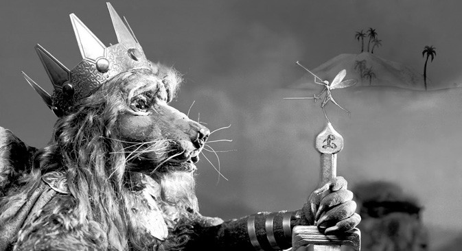 « Le lion et le moucheron » (1932), d’après une fable de La Fontaine, l’un des six courts métrages présentés sur le DVD « Les Fables de Starewitch ». Source : Service de presse