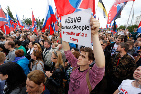 Manifestation de soutien à la population du Donbass Crédit: Reuters