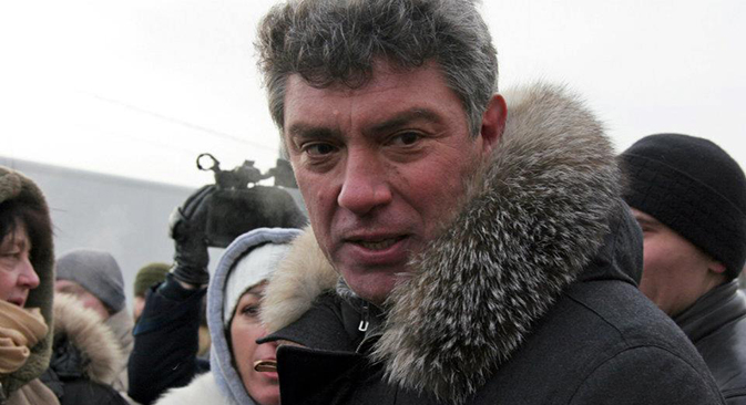 Boris Nemtsov lors d'un rassemblement en février 2012. Crédit : Tatiana Chramtchenko