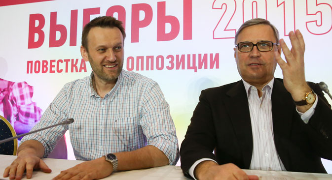 Vorsitzender der Fortschrittspartei Alexej Nawalny und Chef der Partei "RPR-PARNAS" Michail Kasjanow. Foto: TASS