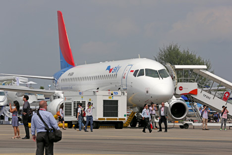 Maskapai Indonesia Sky Aviation telah menggunakan pesawat Sukhoi Superjet 100 sejak Maret 2013. Kredit: ITAR-TASS