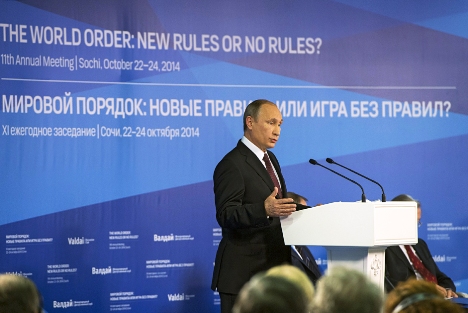 Menurut Putin, tata dunia unipolar telah terbukti sulit dipertahankan bagi kekuatan dunia yang hegemonis. Foto: Sergei Gutaev/RIA Novosti