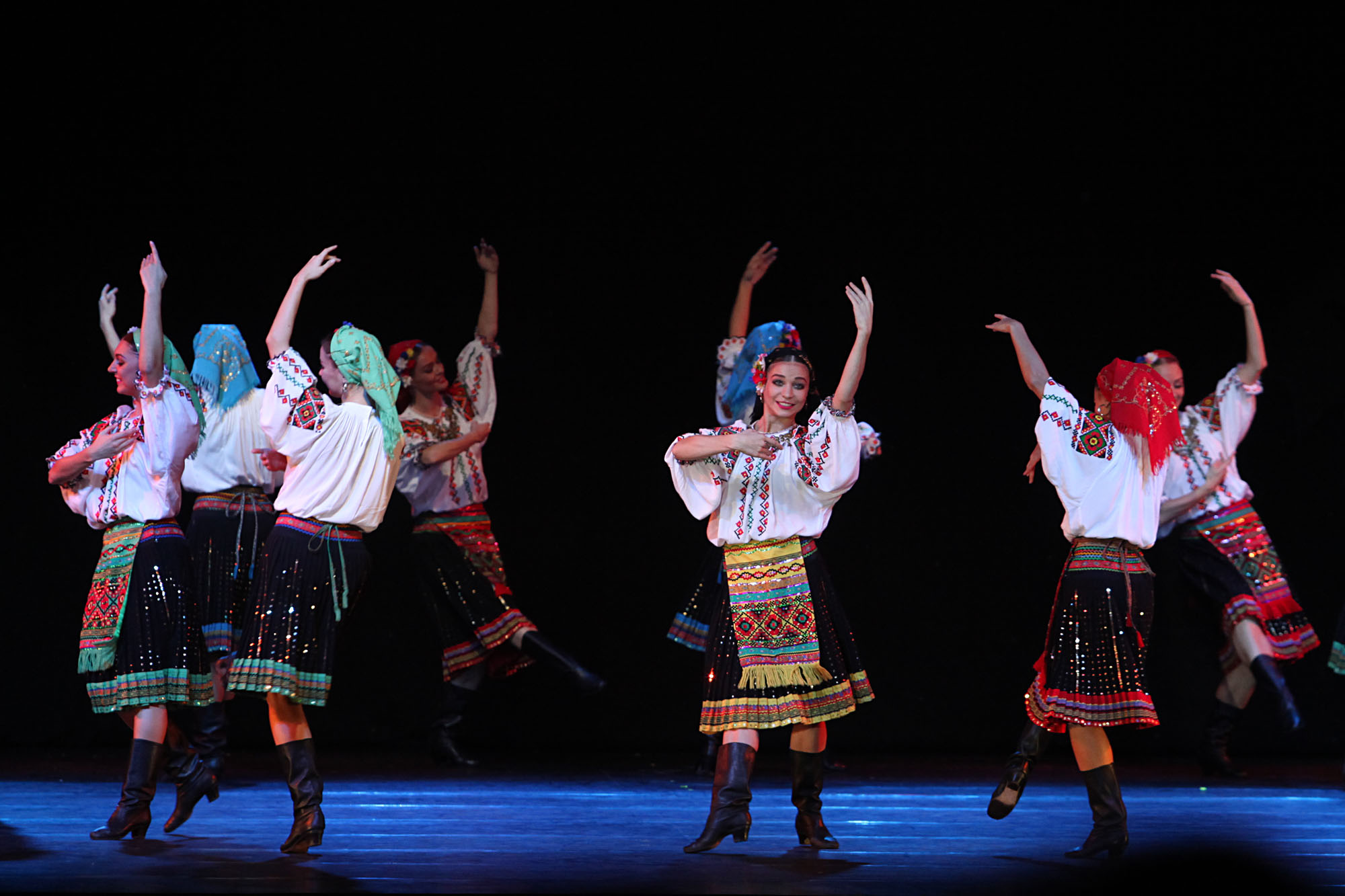 Repertoar ansambel ini mencakup berbagai tarian asal Rusia, Ukraina, Belarus, Moldova, Lituania, dan lain-lain. Kelompok ini juga menampilkan tarian Tatar Krimea dan bahkan tarian-tarian asal Amerika Latin.