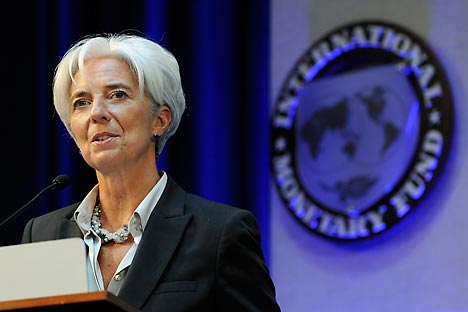 IMF Managing Director Christine Lagarde delivers remarks at a Banque de France panel on financial stability review during the semi-annual meetings of the IMF and the World Bank in Washington, April 21, 2012 Source: Reuters