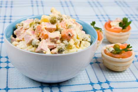 Oliviye is the most popular Russian salad that is traditionally made for the New Year. Source: Lori / Legion Media