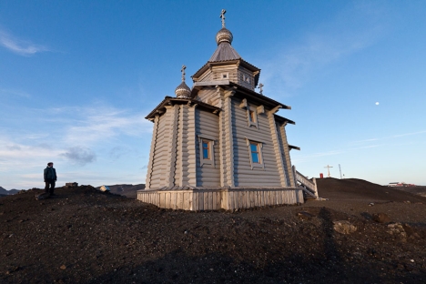 Bellingshausen Station is a location of Trinity Church, the only permanently staffed Eastern Orthodox church in Antarctica. Source: Dmitry Malov