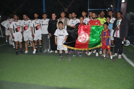 A team of Soviet Army veterans of the 1979-89 war in Afghanistan met Afghan soccer teams that also included former mujahedin fighters. Source: Asghar Noor Mohammed 