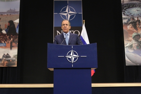 Lavrov said security in Europe was only possible “together with Russia.” Source: AP