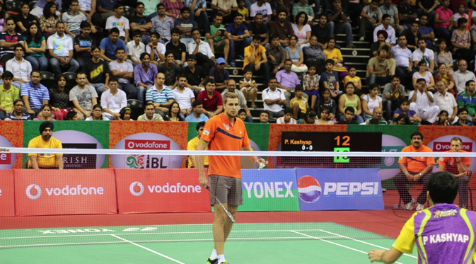 Vladimir Ivanov, Russia’s badminton champion, at the Indian Badminton League. Source: Alexander Tomas