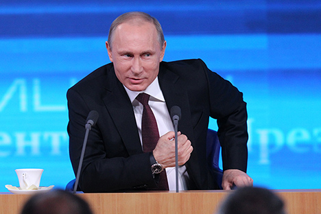 During the meeting, Russian President took about 50 questions. More than 1,300 journalists were in attendance. Source: Konstantín Zavrazhin / RG