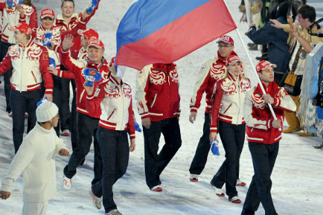Year in and year out, only Olympic champions were the flag bearers in Russia. Source: RIA Novosti