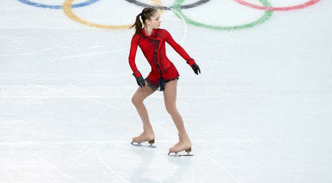Yulia Lipnitskaya performs her free skating program during the women’s team figure skating competition at the XXII Olympic Winter Games in Sochi. Source: Alexander Vilf / RIA Novosti