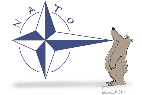 NATO looked menacing in its heyday. Drawing by Sergei Yolkin