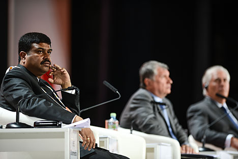 Dharmendra Pradhan at the 21st World Petroleum Congress in Moscow. Source: Vladimir Astapkovich/RIA Novosti