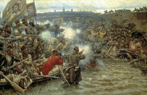 Vasiliy Surikov. Conquest of Siberia by Yermak (1895, fragment). Source: wikipedia