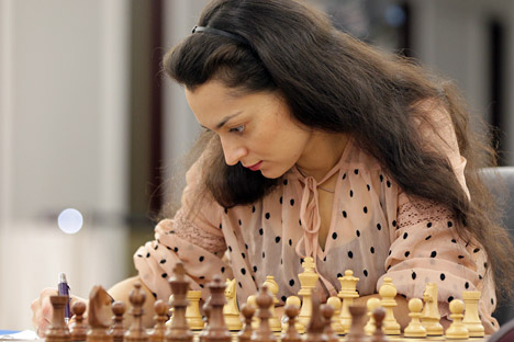 Russian chess player Alexandra Kostenyuk during the 4th-stage FIDE Grand Prix chess tournament in the CRC "Corston" in Kazan. Source: Maksim Bogodvid / RIA Novosti