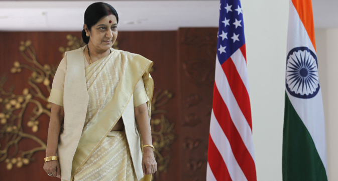Sushma Swaraj before her meeting with US Secretary of State John Kerry on July 31, 2014 in New Delhi. Source: Getty Images/Fotobank