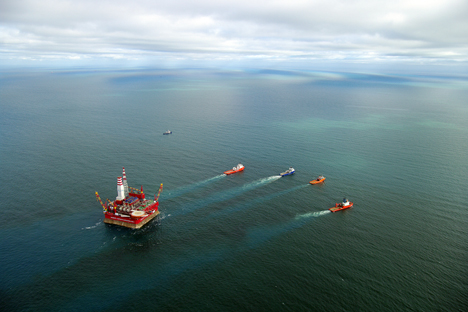 Prirazlomnaya offshore ice-resistant stationary platform set in Pechora Sea. Source: TASS
